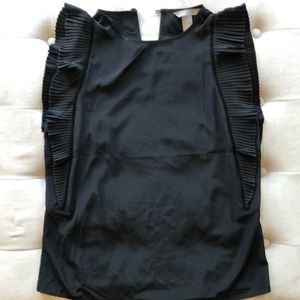 H&M black tank top with ruffle detail on sleeve